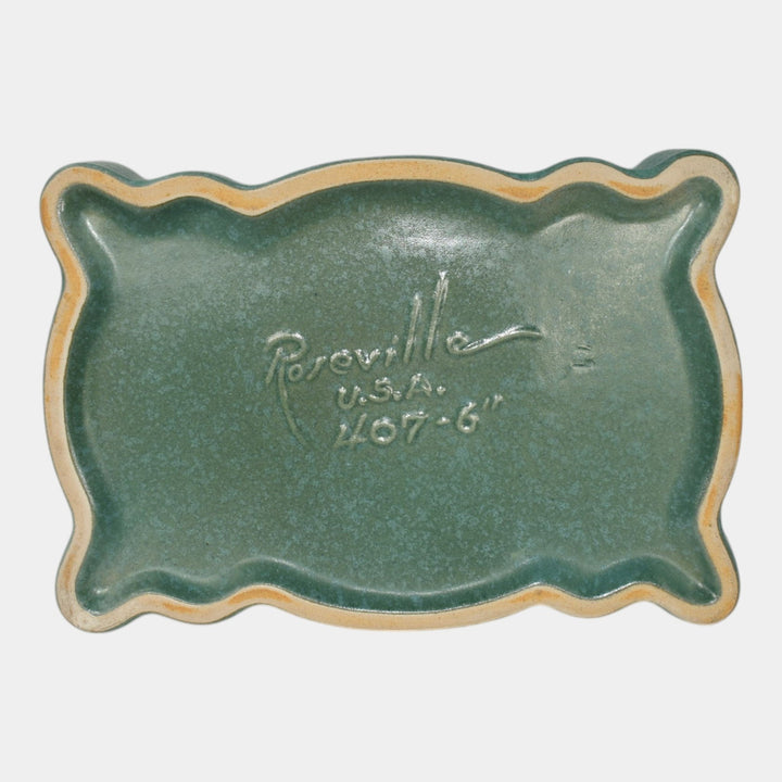 Roseville Rozane Patterns Blue 1941 Vintage Art Pottery Ceramic Tray 407-6