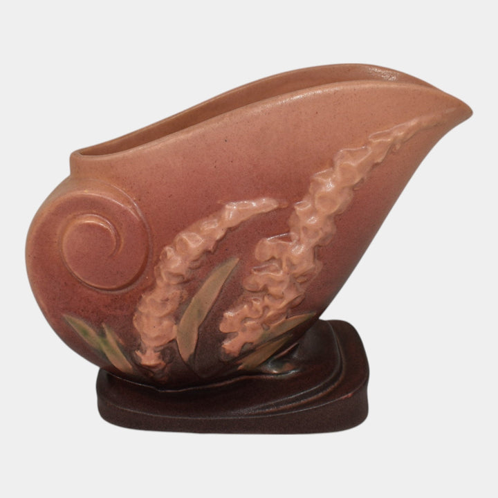 Roseville Foxglove Pink 1942 Vintage Art Deco Pottery Cornucopia Vase 166-6