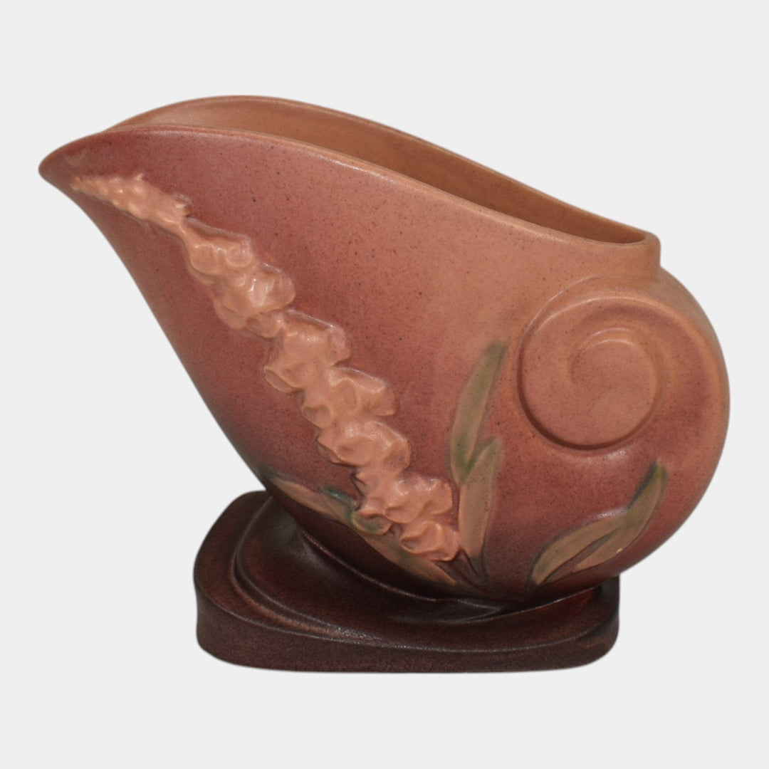 Roseville Foxglove Pink 1942 Vintage Art Deco Pottery Cornucopia Vase 166-6