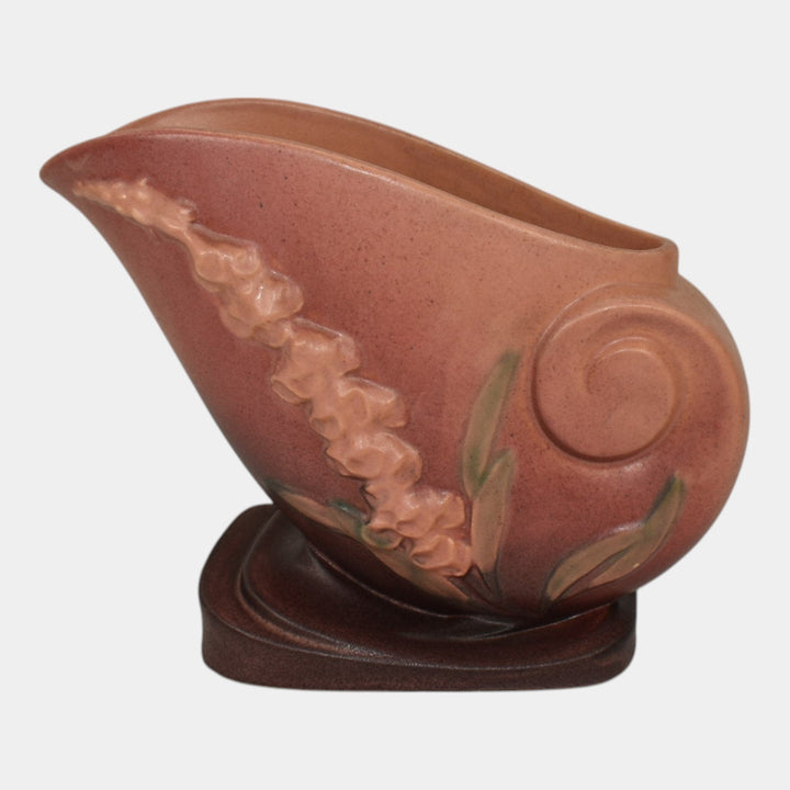 Roseville Foxglove Pink 1942 Vintage Art Deco Pottery Cornucopia Vase 166-6