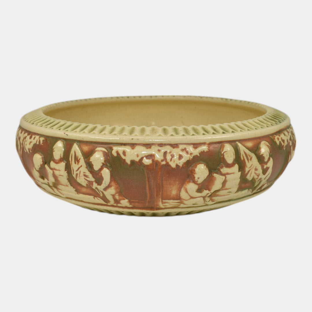 Roseville Donatello 1916 Vintage Art Pottery Ceramic Flower Frog and Bowl 54-8 - Just Art Pottery