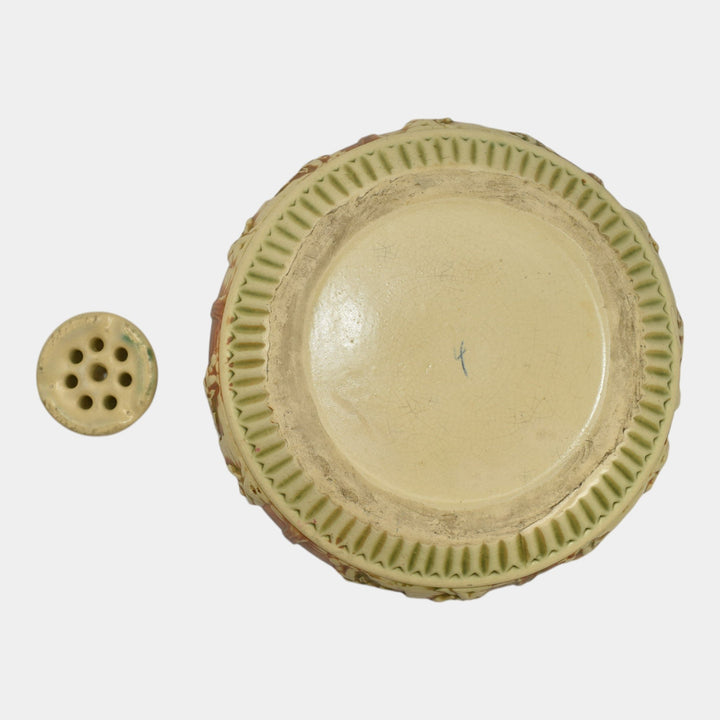 Roseville Donatello 1916 Vintage Art Pottery Ceramic Flower Frog and Bowl 54-8 - Just Art Pottery