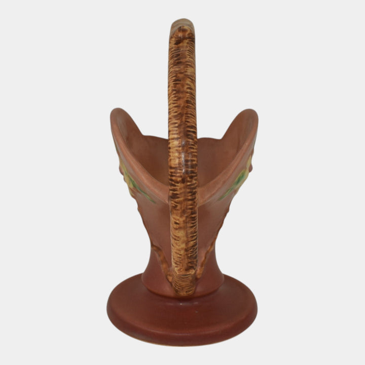 Roseville Apple Blossom Pink 1949 Vintage Art Pottery Ceramic Basket 309-8 - Just Art Pottery