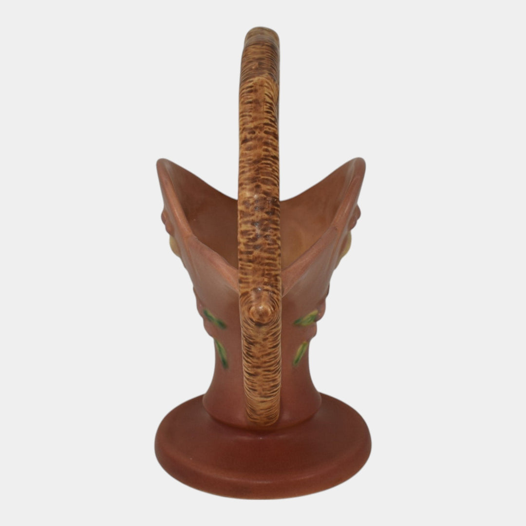 Roseville Apple Blossom Pink 1949 Vintage Art Pottery Ceramic Basket 309-8 - Just Art Pottery