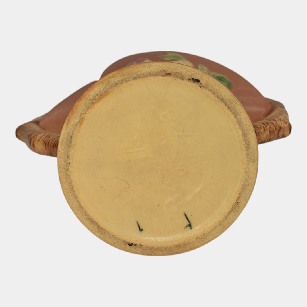 Roseville Apple Blossom Pink 1949 Vintage Art Pottery Ceramic Basket 309-8 - Just Art Pottery