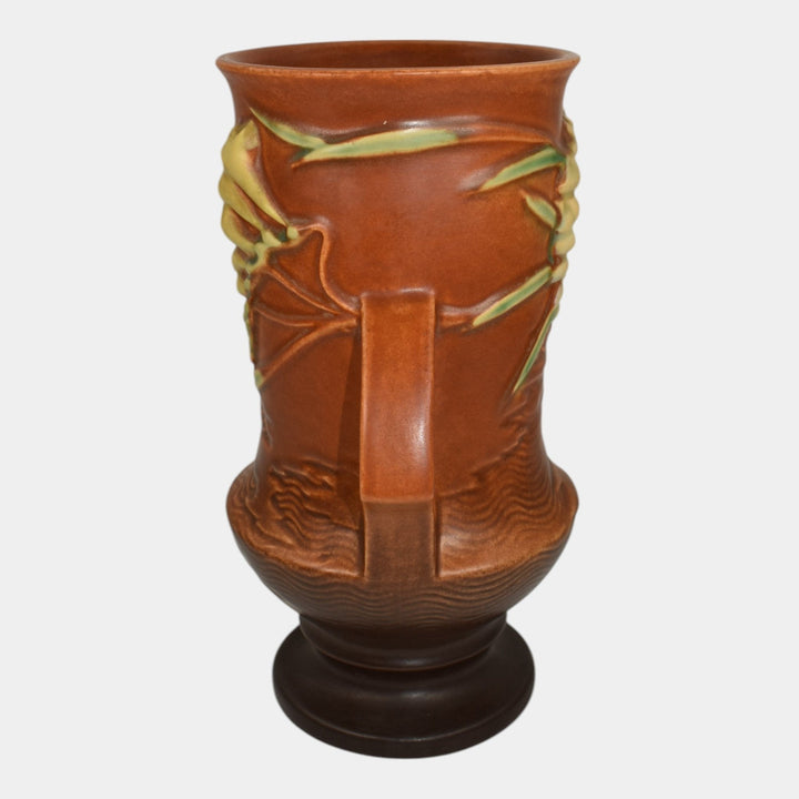 Roseville Freesia Brown 1945 Mid Century Modern Art Pottery Ceramic Vase 123-9