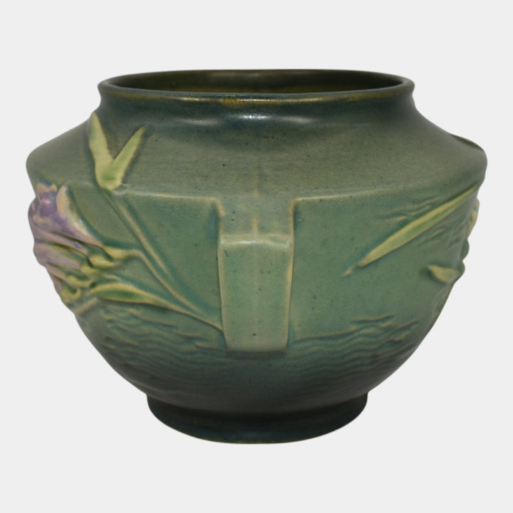 Roseville Freesia Green 1945 Mid Century Modern Art Pottery Handled Vase 463-5