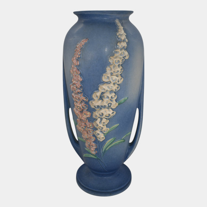 Roseville Foxglove Blue 1942 Mid Century Modern Pottery Ceramic Floor Vase 56-18