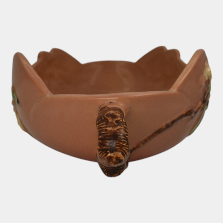 Roseville Apple Blossom Pink 1949 Mid Century Pottery Console Bowl 333-14 - Just Art Pottery