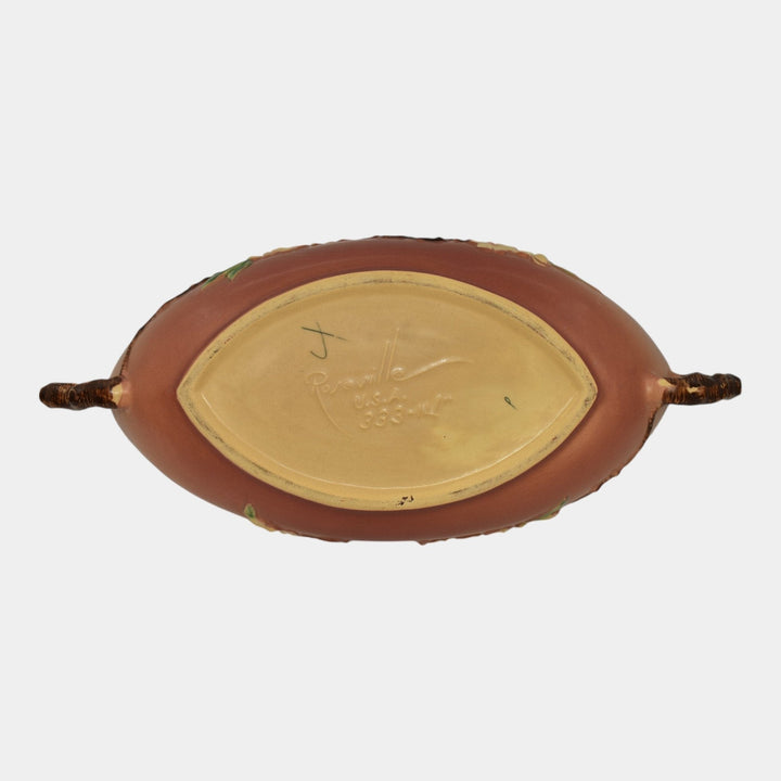 Roseville Apple Blossom Pink 1949 Mid Century Pottery Console Bowl 333-14 - Just Art Pottery