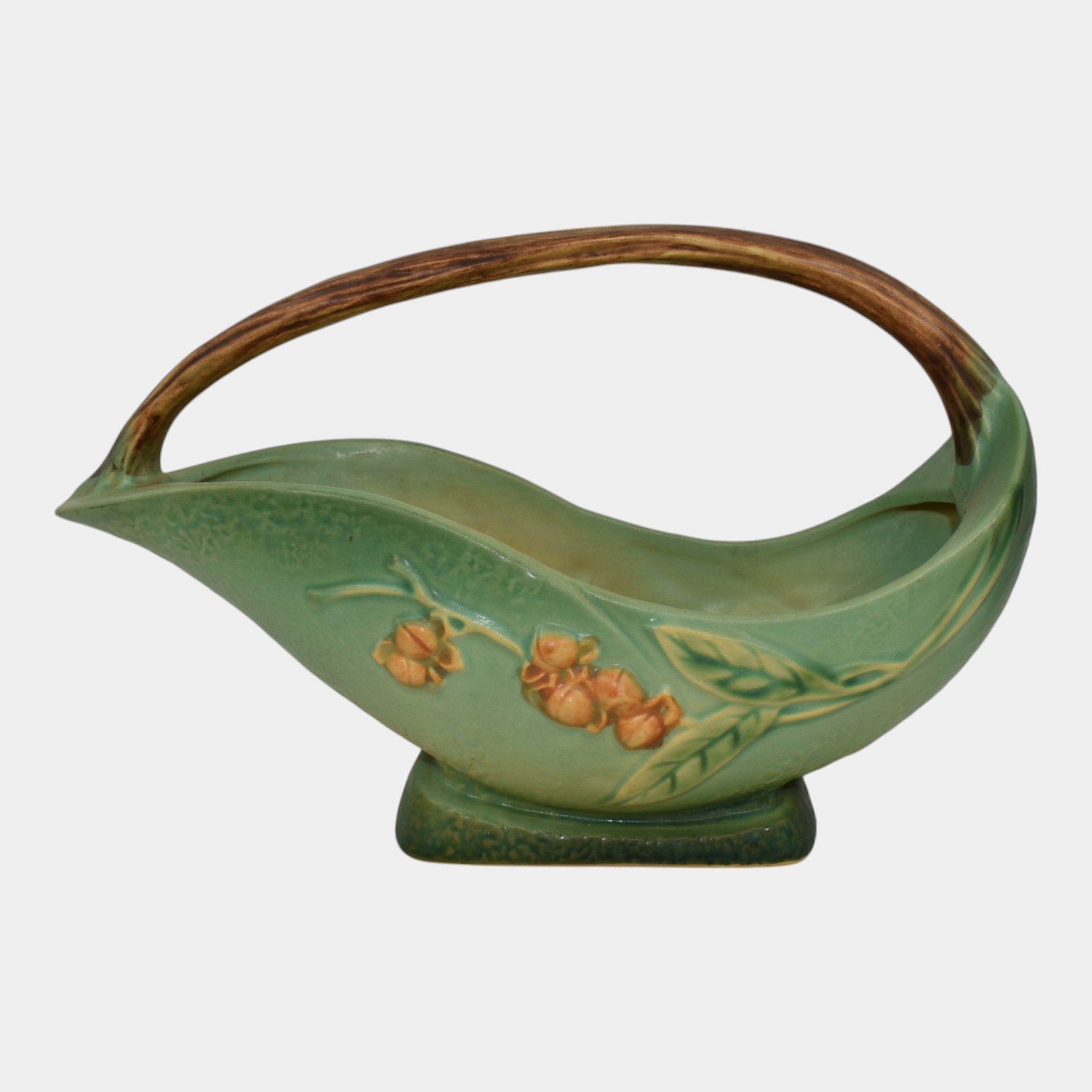 Roseville Bittersweet Green 1951 Mid Century Modern Pottery Basket