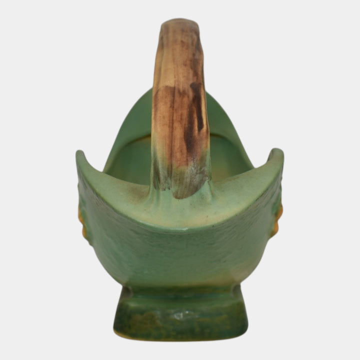 Roseville Bittersweet Green 1951 Mid Century Modern Pottery Basket 810-10 - Just Art Pottery