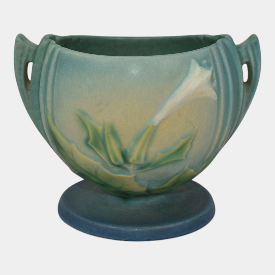 Roseville Thornapple Blue 1937 Vintage Art Deco Pottery Ceramic Bowl 304-4