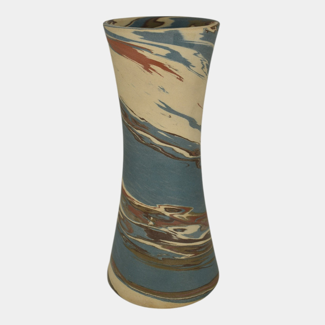 Niloak Mission Swirl 1910-24 Vintage Hand Made Art Pottery 10" Hour Glass Vase - Just Art Pottery