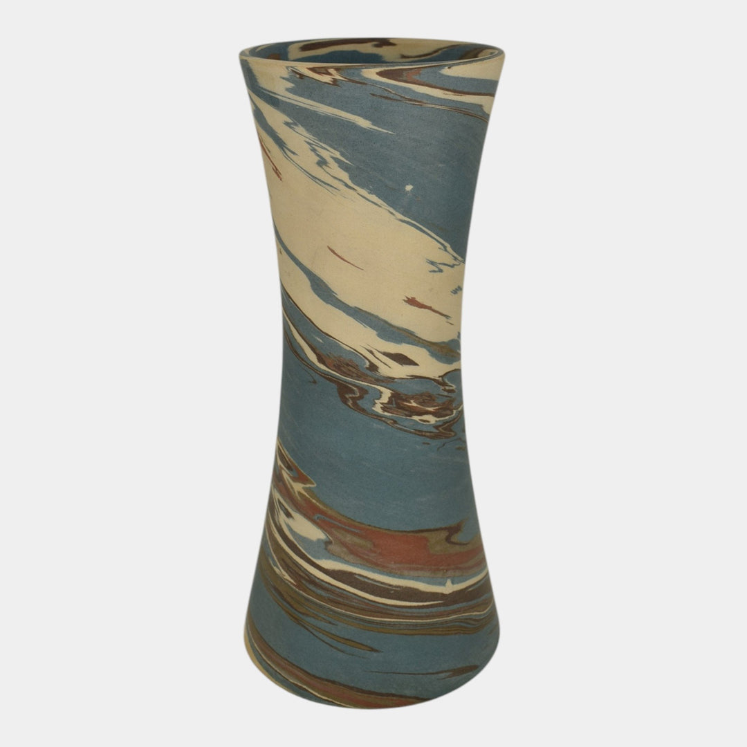 Niloak Mission Swirl 1910-24 Vintage Hand Made Art Pottery 10" Hour Glass Vase - Just Art Pottery
