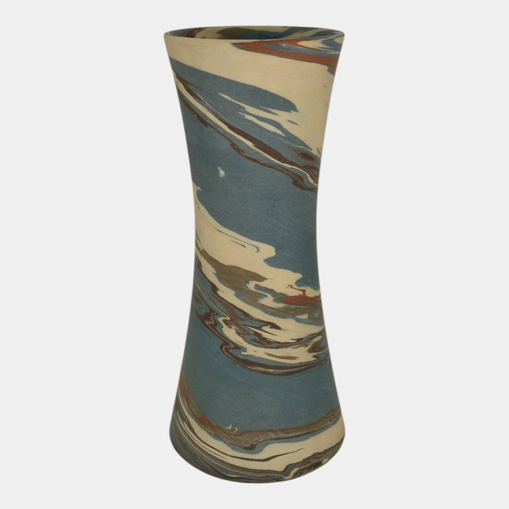 Niloak Mission Swirl 1910-24 Vintage Hand Made Art Pottery 10" Hour Glass Vase - Just Art Pottery