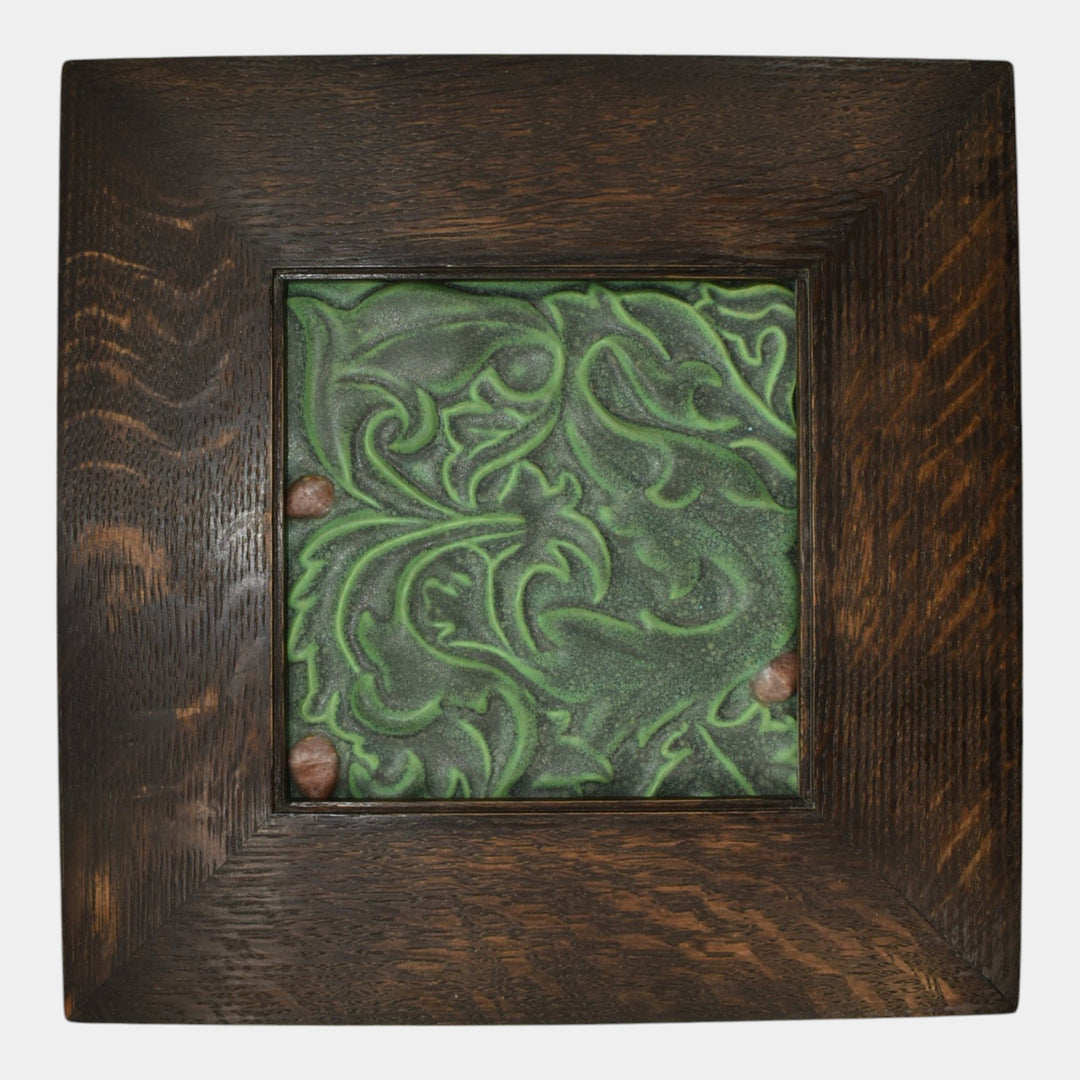 Jemerick Studio Art Pottery Matte Green Art Nouveau Ceramic Tile