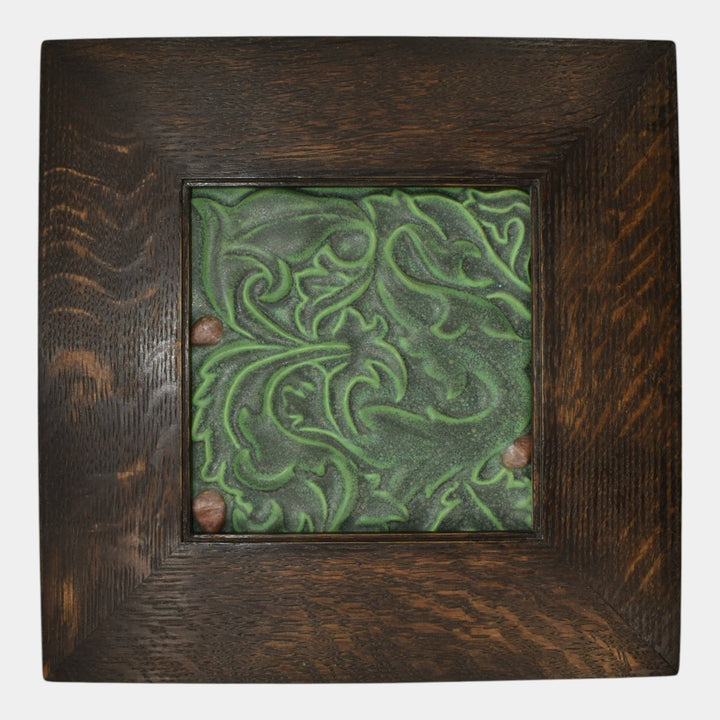 Jemerick Studio Art Pottery Matte Green Art Nouveau Ceramic Tile