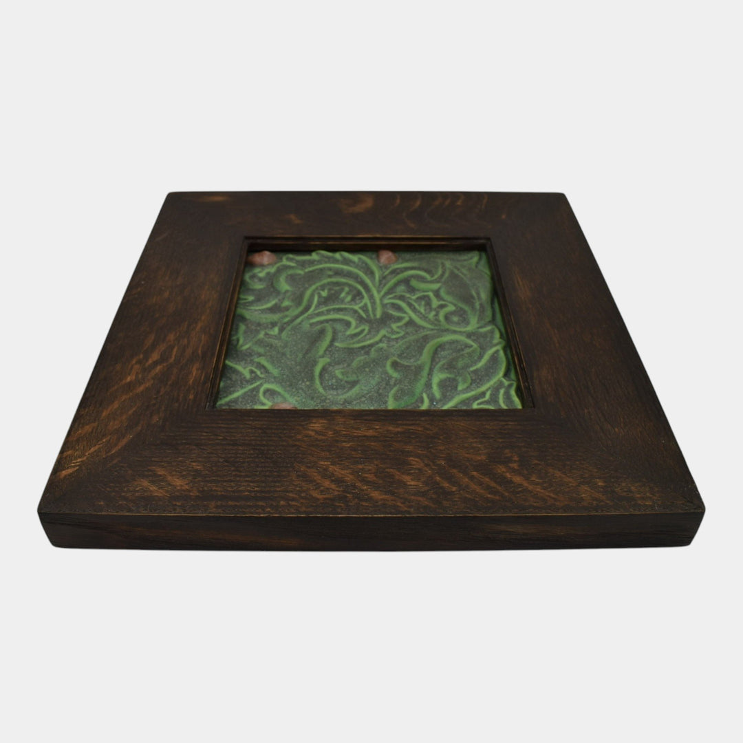 Jemerick Studio Art Pottery Matte Green Art Nouveau Ceramic Tile