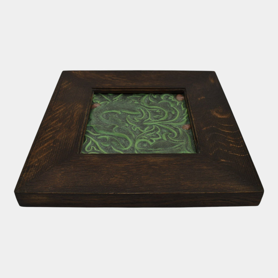 Jemerick Studio Art Pottery Matte Green Art Nouveau Ceramic Tile
