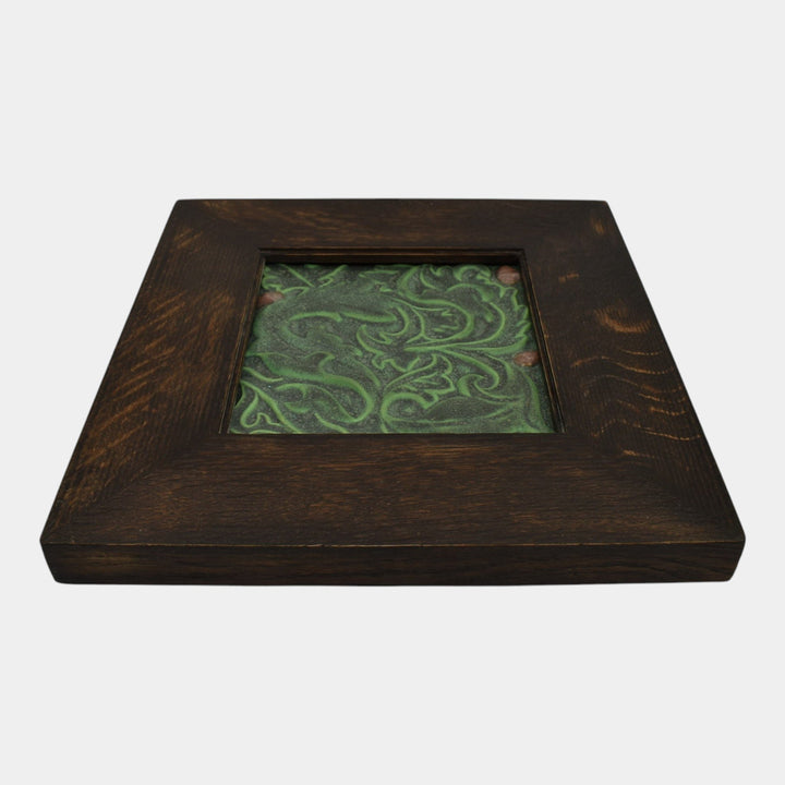 Jemerick Studio Art Pottery Matte Green Art Nouveau Ceramic Tile