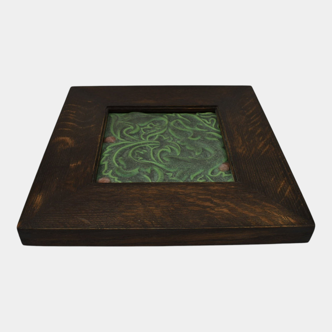 Jemerick Studio Art Pottery Matte Green Art Nouveau Ceramic Tile