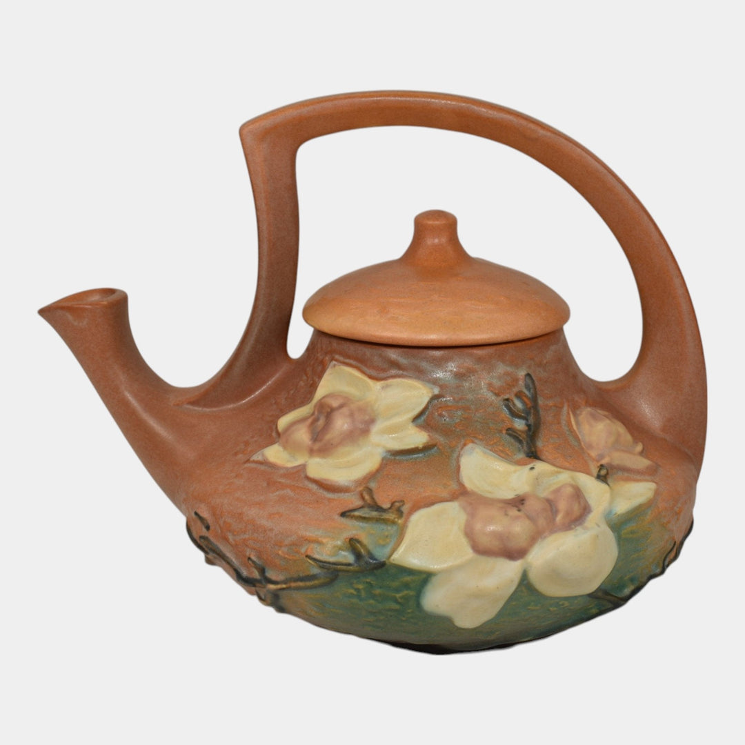 Roseville Magnolia Brown 1943 Mid Century Modern Art Pottery Ceramic Teapot 4