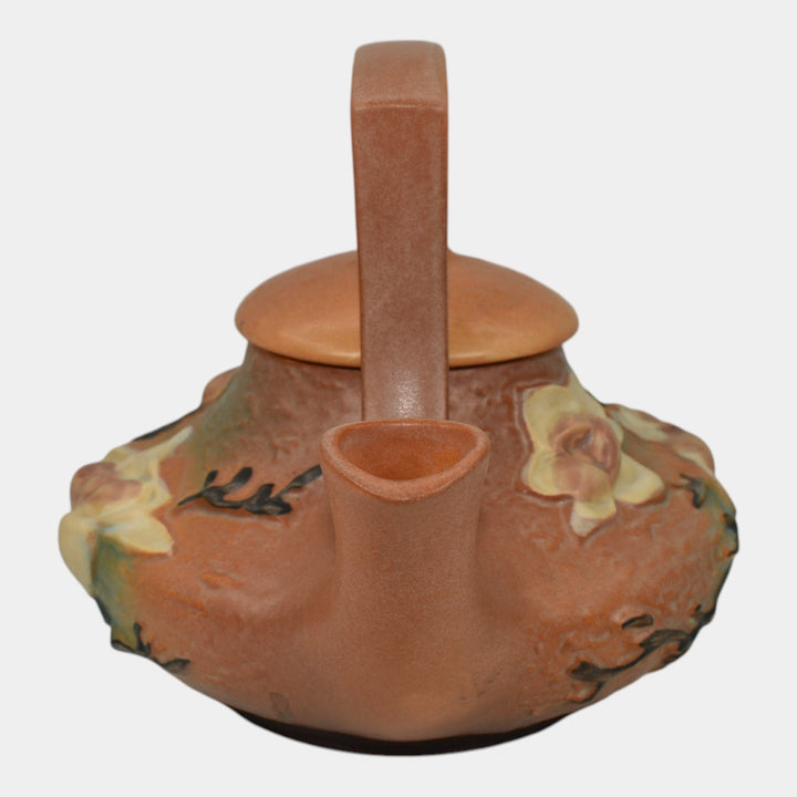 Roseville Magnolia Brown 1943 Mid Century Modern Art Pottery Ceramic Teapot 4