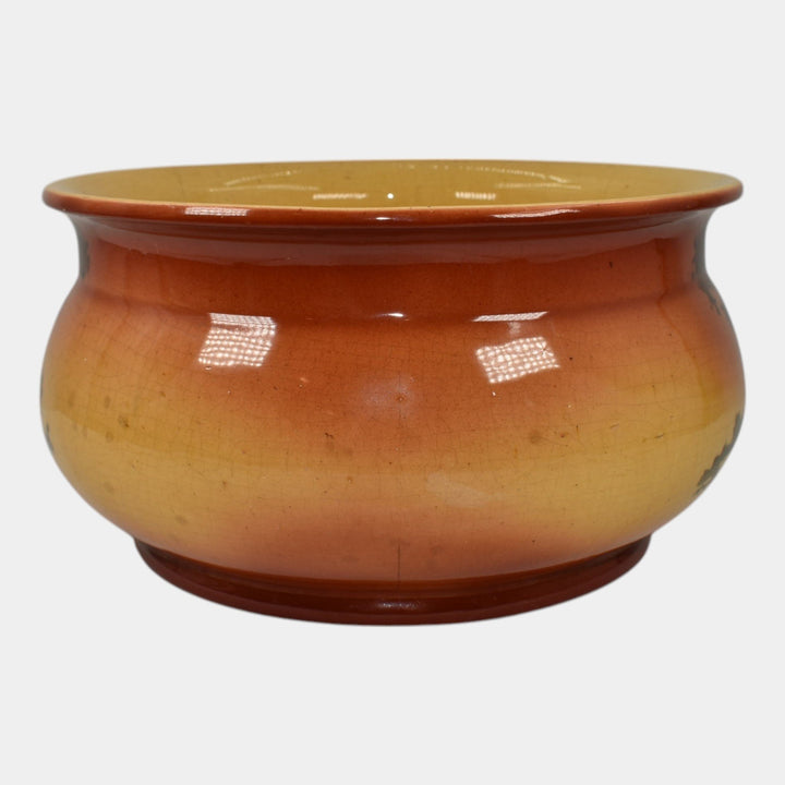 Roseville Autumn 1910 Vintage Art Pottery Yellow Orange Scenic Chamber Pot - Just Art Pottery
