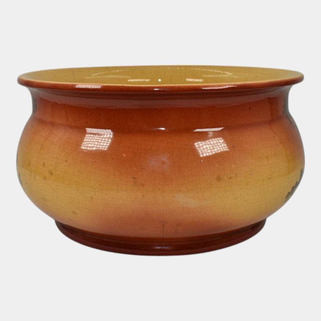Roseville Autumn 1910 Vintage Art Pottery Yellow Orange Scenic Chamber Pot