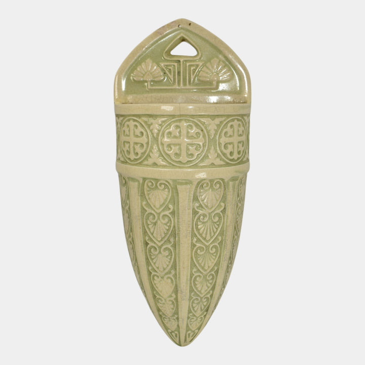 Roseville Ivory Tinted 1916 Art Pottery Large Wall Pocket 1202-15