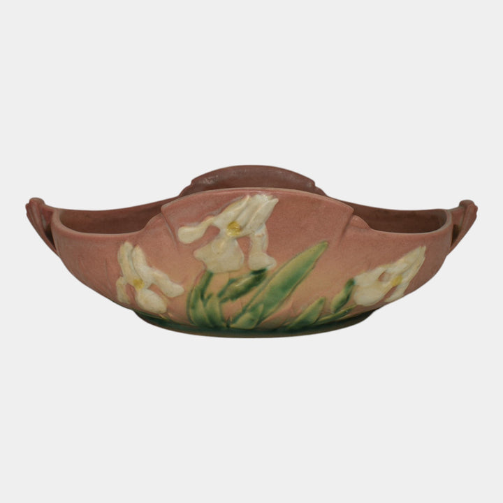 Roseville Iris Pink 1939 Vintage Art Deco Pottery Ceramic Console Bowl 362-10 - Just Art Pottery