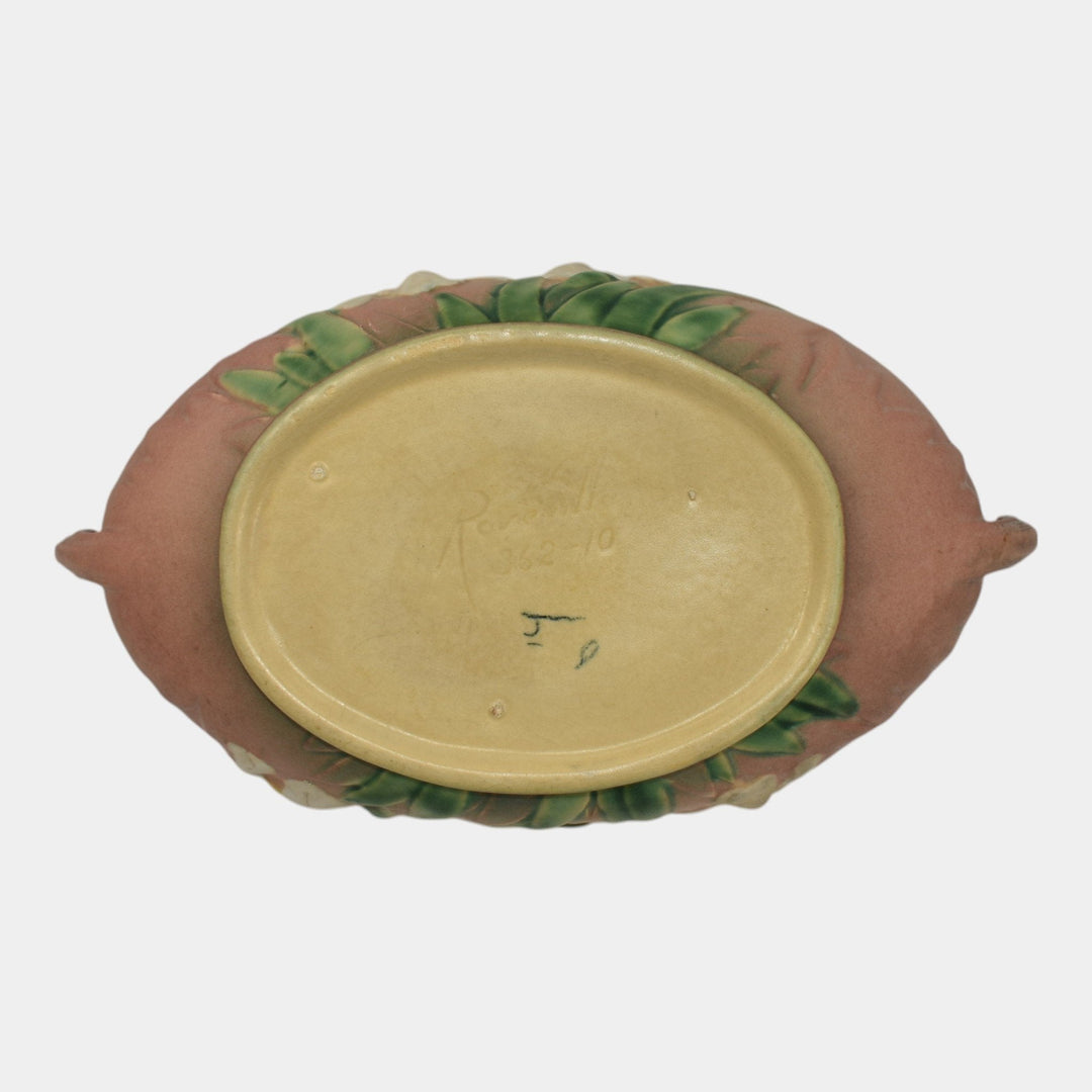 Roseville Iris Pink 1939 Vintage Art Deco Pottery Ceramic Console Bowl 362-10 - Just Art Pottery