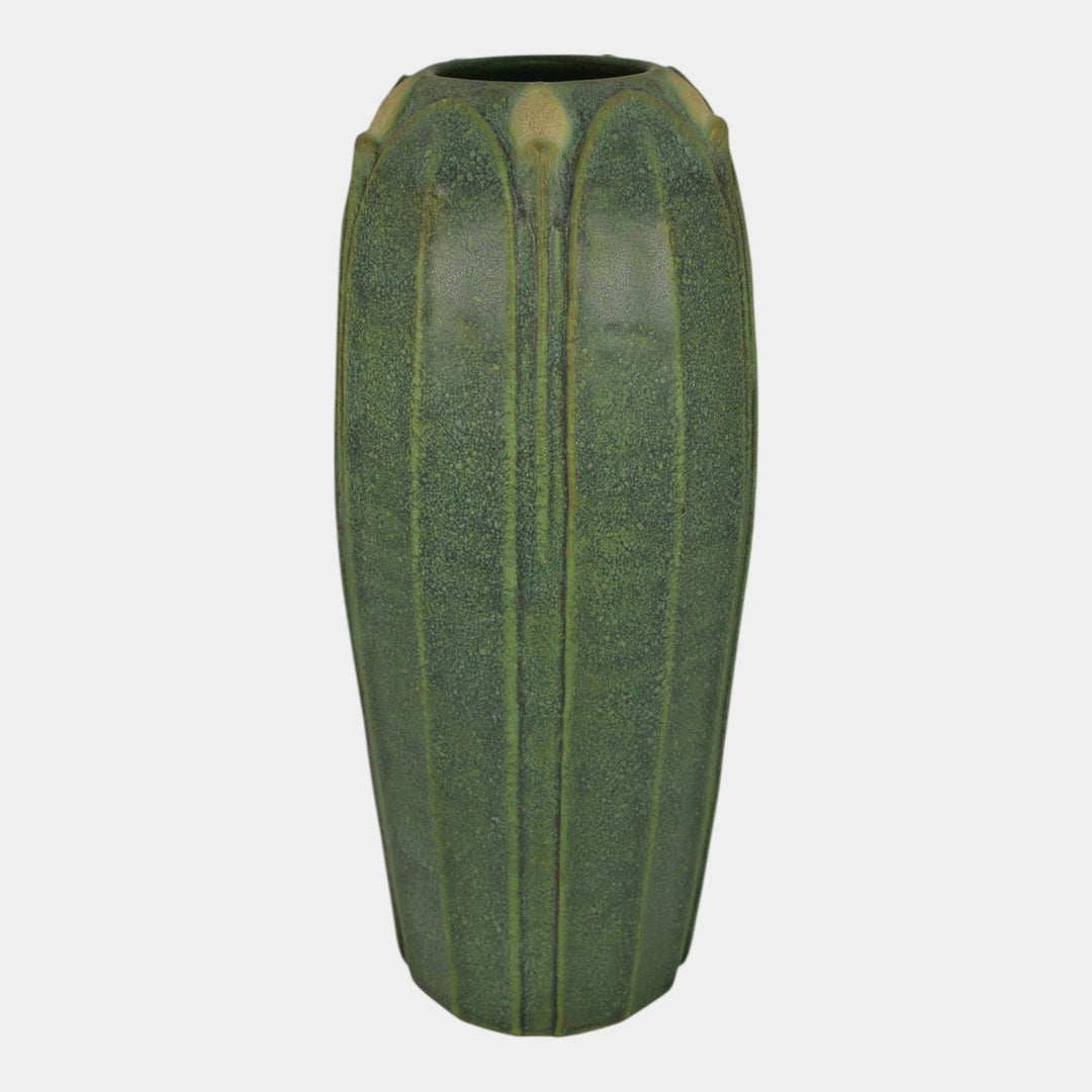 Jemerick Studio Pottery Arts And Crafts Matte Green Tall Vase