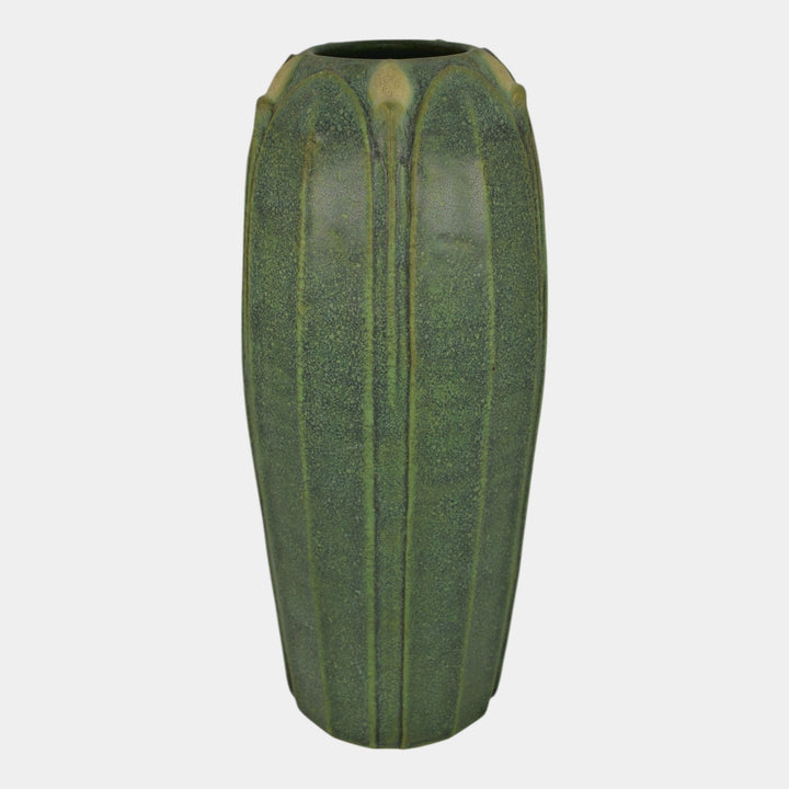 Jemerick Studio Pottery Arts And Crafts Matte Green Tall Vase