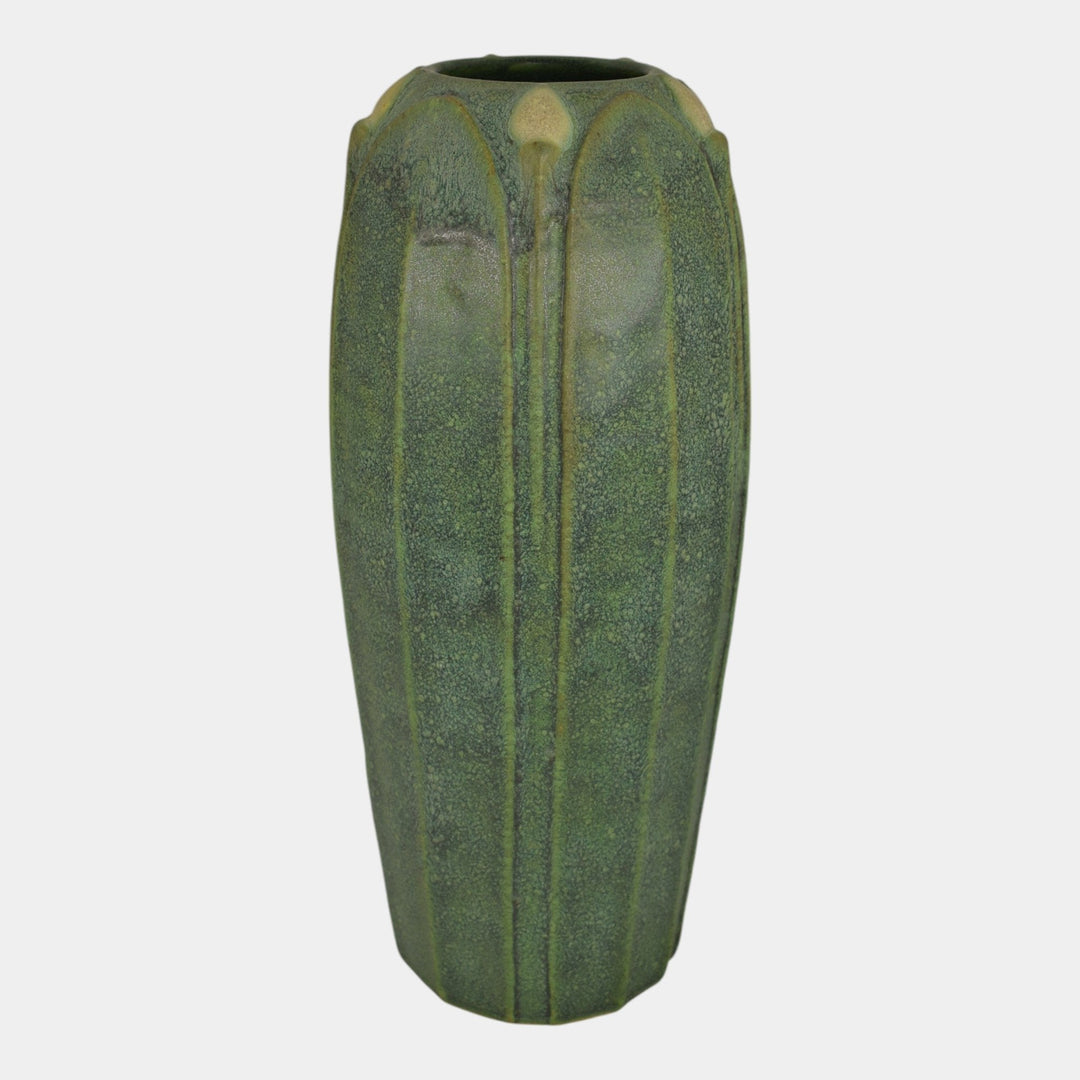Jemerick Studio Pottery Arts And Crafts Matte Green Tall Vase