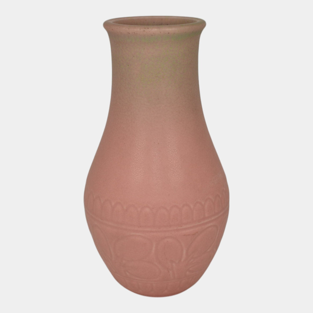 Rookwood 1929 Vintage Art Deco Pottery Green Over Pink Ceramic Flower Vase 2896