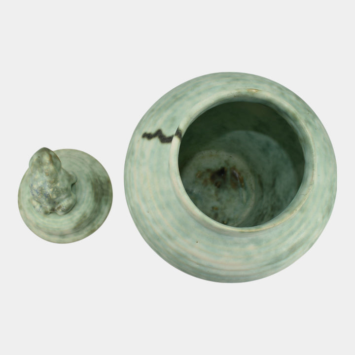 McCarty Merigold Mississippi Pottery Jade Green Frog Ginger Jar Vase