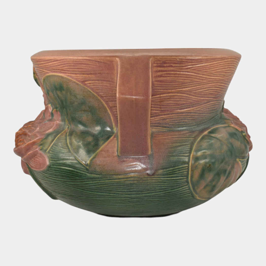 Roseville Water Lily Pink 1943 Vintage Pottery Ceramic Jardiniere Planter 663-10 - Just Art Pottery