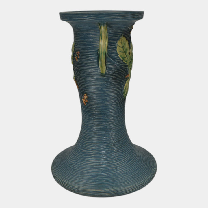 Roseville Bushberry Blue 1941 Vintage Art Pottery Ceramic Pedestal 657-8