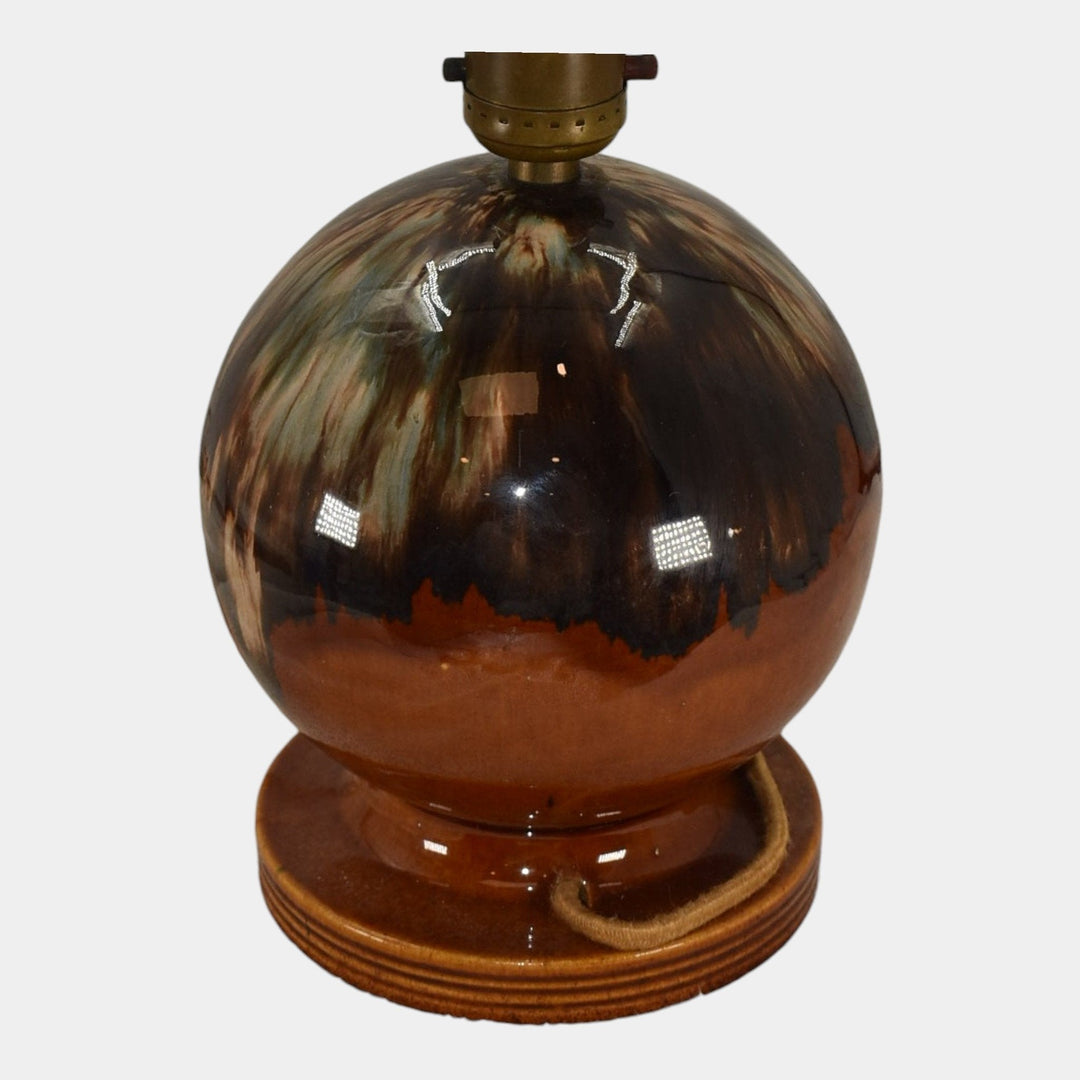 Brush McCoy 1930s Art Deco Pottery Mottled Brown Onyx Factory Ceramic Lamp - Just Art Pottery
