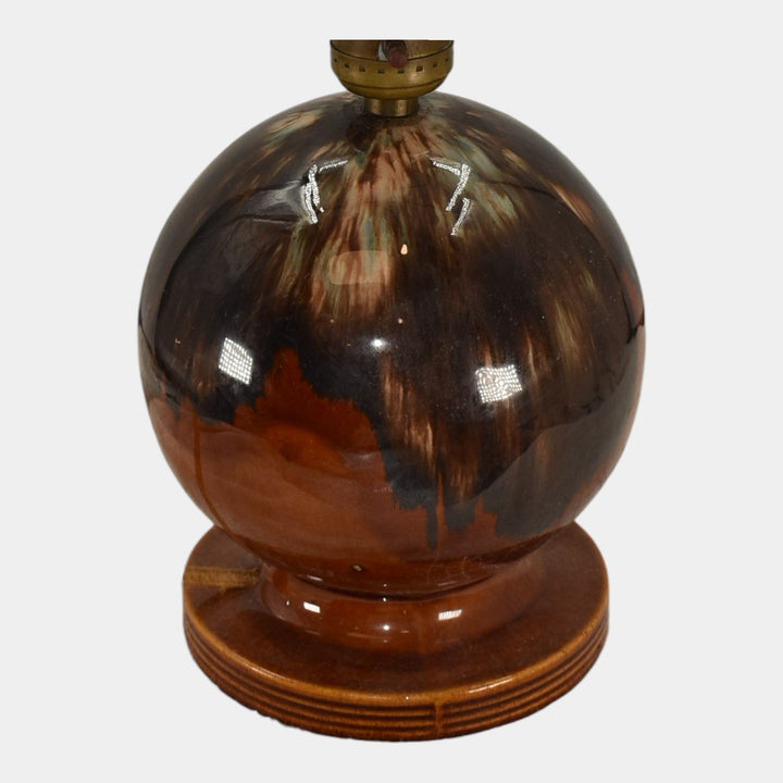 Brush McCoy 1930s Art Deco Pottery Mottled Brown Onyx Factory Ceramic Lamp