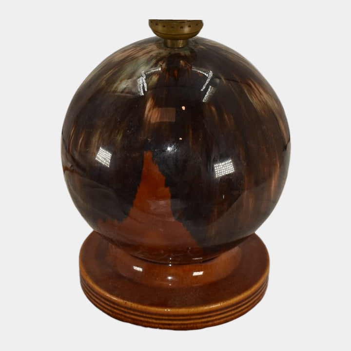 Brush McCoy 1930s Art Deco Pottery Mottled Brown Onyx Factory Ceramic Lamp