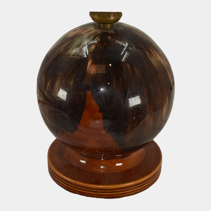 Brush McCoy 1930s Art Deco Pottery Mottled Brown Onyx Factory Ceramic Lamp - Just Art Pottery