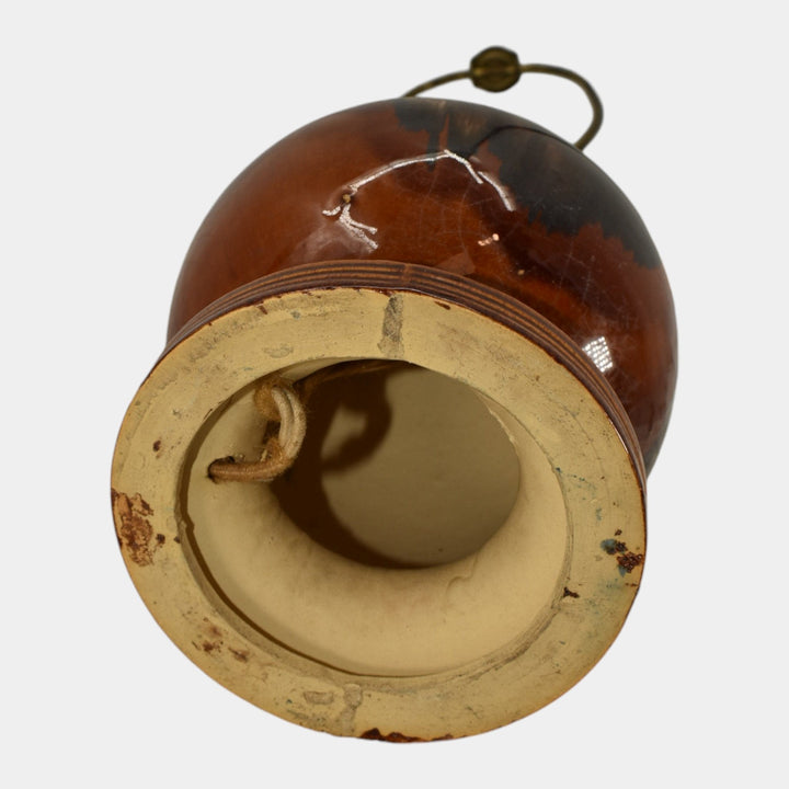 Brush McCoy 1930s Art Deco Pottery Mottled Brown Onyx Factory Ceramic Lamp - Just Art Pottery