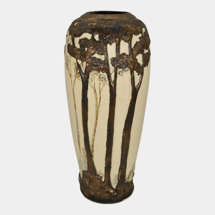 Hog Hill Studio Art Pottery 2015 Hand Made Bronze Luster Forest Ceramic Vase