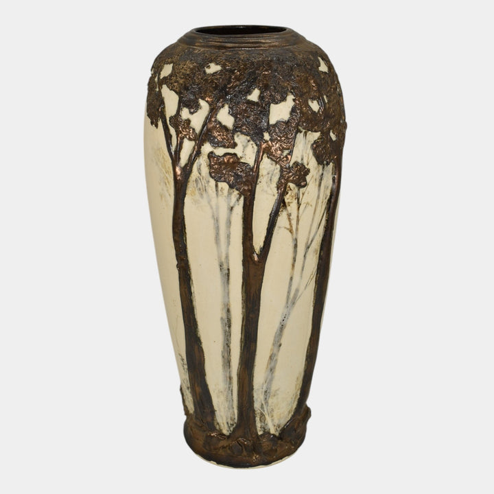 Hog Hill Studio Art Pottery 2015 Hand Made Bronze Luster Forest Ceramic Vase