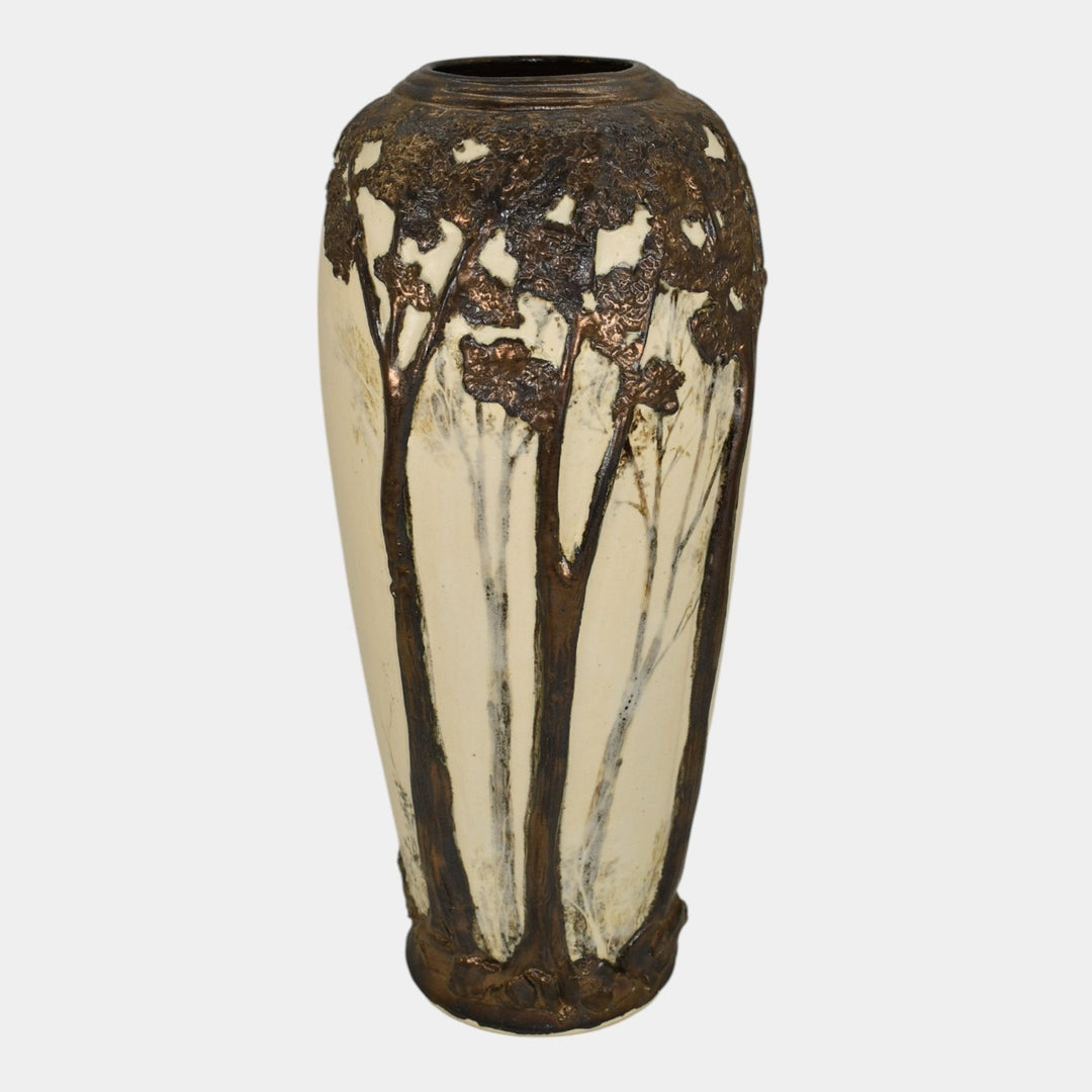Hog Hill Studio Art Pottery 2015 Hand Made Bronze Luster Forest Ceramic Vase