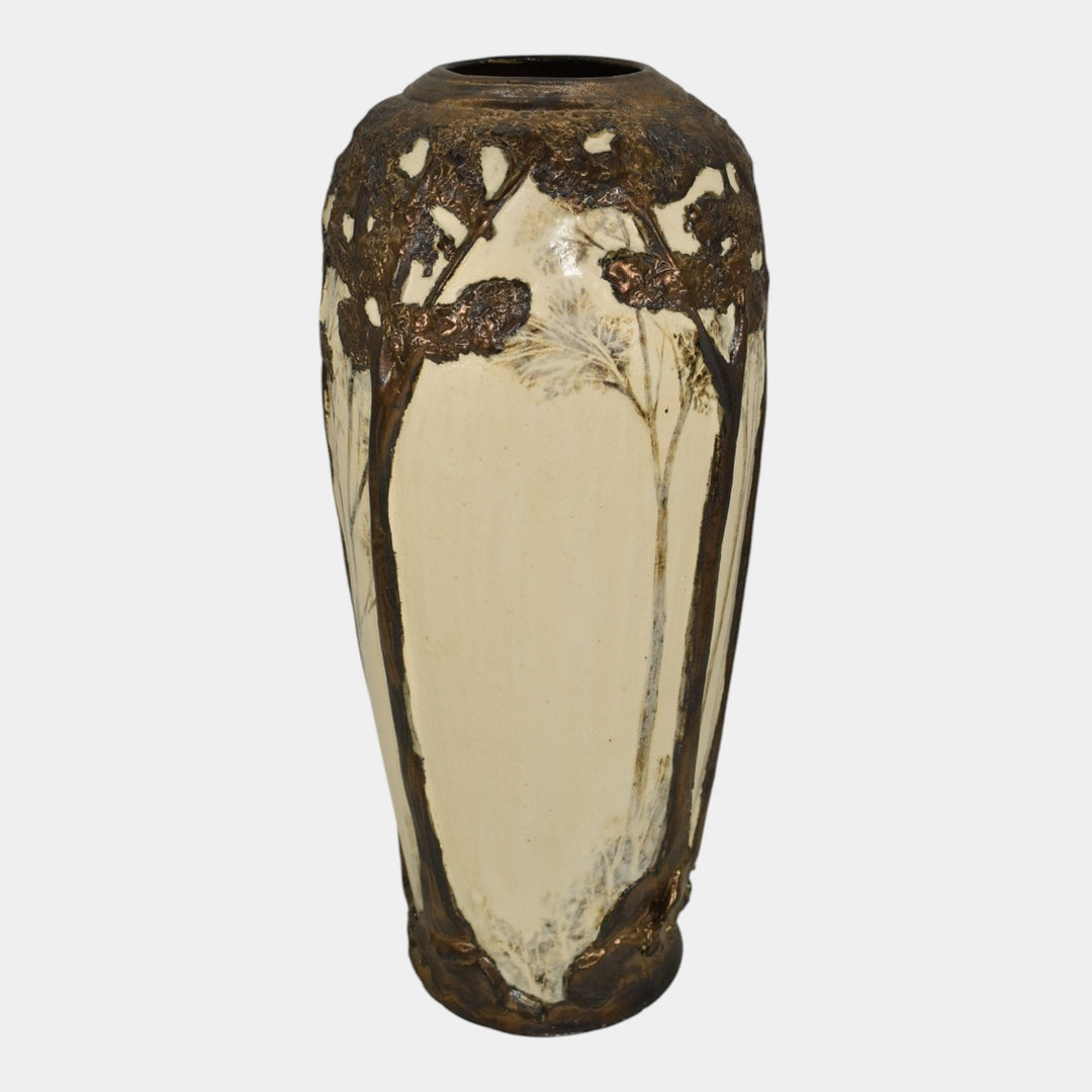 Hog Hill Studio Art Pottery 2015 Hand Made Bronze Luster Forest Ceramic Vase