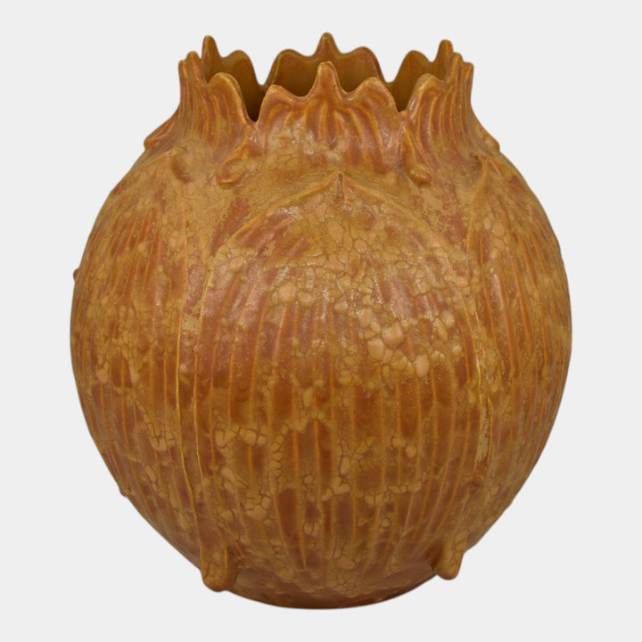 Ephraim Faience 2002 Hand Made Pottery Harvest Squash Bulbous Ceramic Vase 116